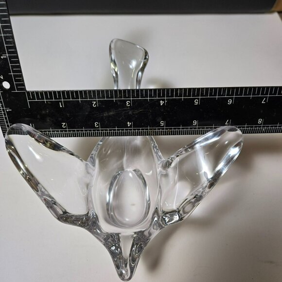 Vintage Mid-Century Modern Heavy Lead Crystal Flying Bird Clear Art Glass Bowl - Picture 10 of 12